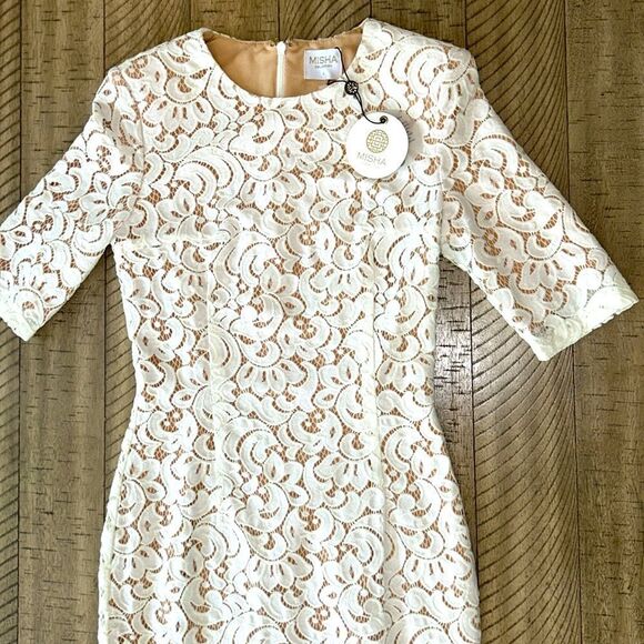 NWT Misha Rosie Dress 👗 Lace over nude lining. Gorgeous! Wedding 💒 ready! - Picture 8 of 17